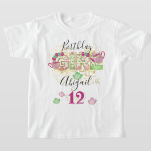 Camiseta Fiesta de té Chica de cumpleaños   Edad del person