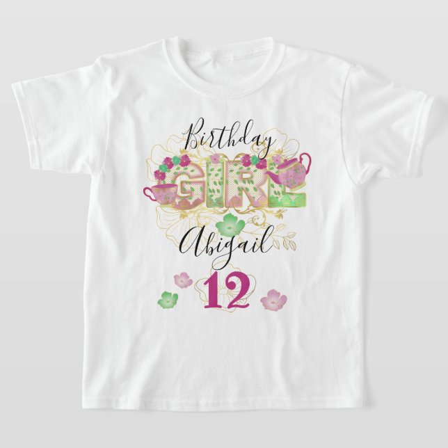 Camiseta Fiesta de té Chica de cumpleaños | Edad del person (Distribución)