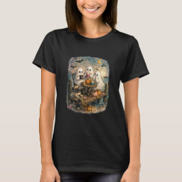 Camiseta Fiesta de té de Halloween de Pug fantasmal en un m
