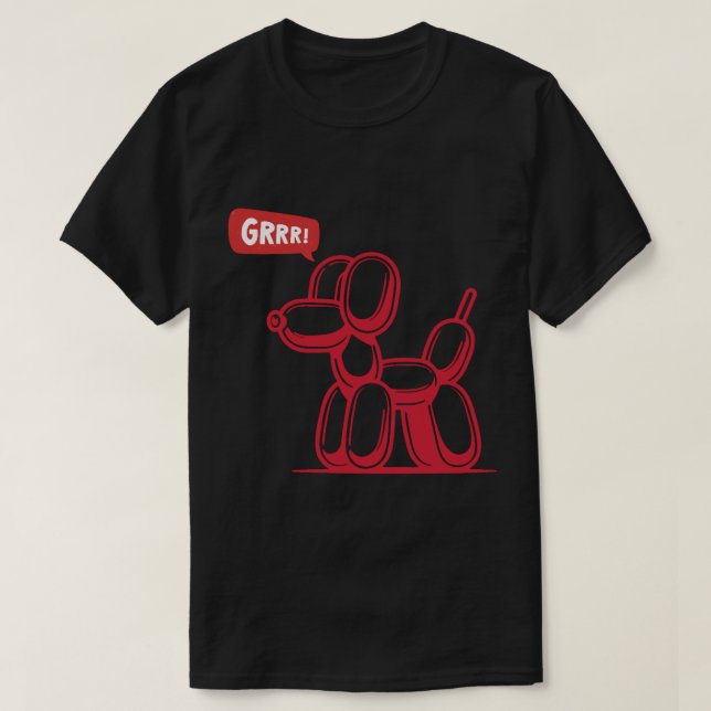 Camiseta Fiesta de tinta roja perro globo - ¡GRRR! (Diseño del anverso)