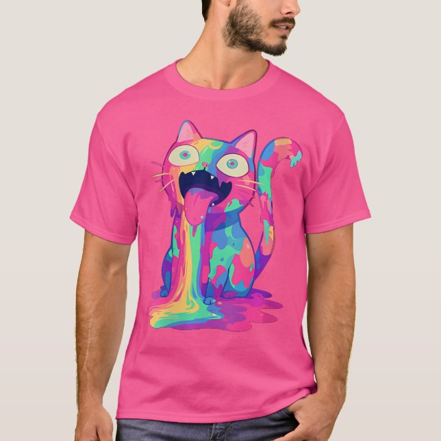 Camiseta Fiesta de Trippy loca Festival de Gato Arcoiris (Anverso)