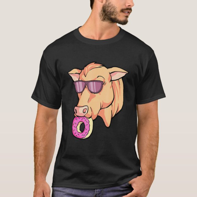 Camiseta Fiesta de Vaca Comiendo Donut Para Vaca (Anverso)