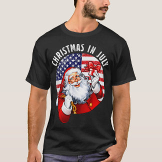 Camiseta Fiesta De Verano De Bandera De Santa Hat Navidades