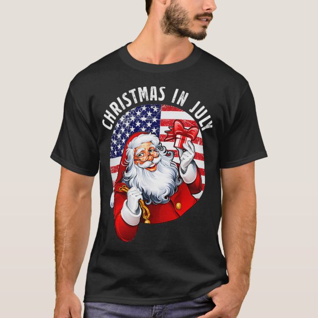 Camiseta Fiesta De Verano De Bandera De Santa Hat Navidades (Anverso)