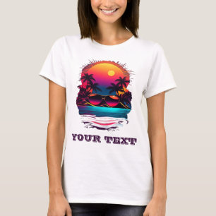 Camiseta fiesta de verano de neón tropical retro
