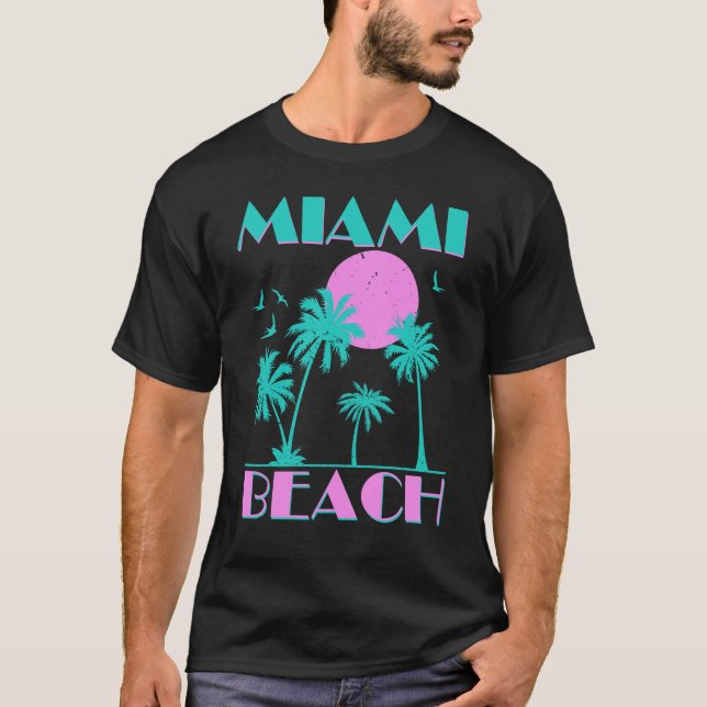 Camiseta Fiesta de verano retro Miami Beach (Anverso)