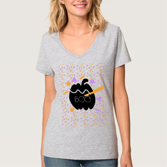 Camiseta Fiesta de vestuario de calabaza geométrica cúpula (Anverso)