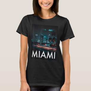 Camiseta Fiesta de vida nocturna de Miami Skyline