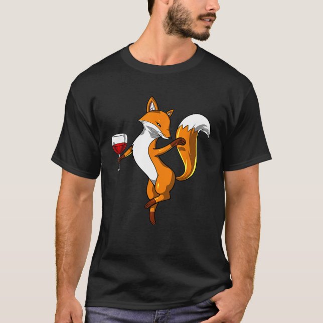 Camiseta Fiesta de Vino de Bebida de Fox, divertidas mujere (Anverso)