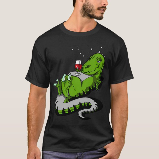 Camiseta Fiesta de vino de dinosaurio T-Rex (Anverso)