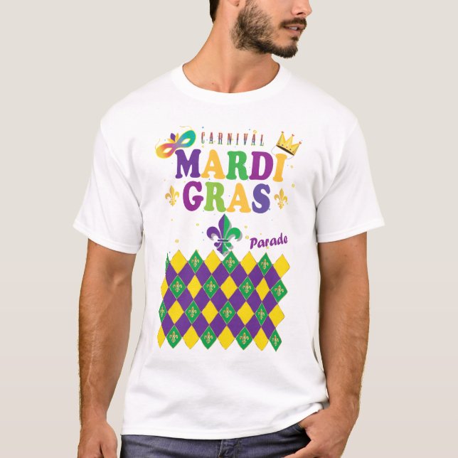 Camiseta Fiesta del Carnaval de Mardi Gras Fleur de Lis Rho (Anverso)