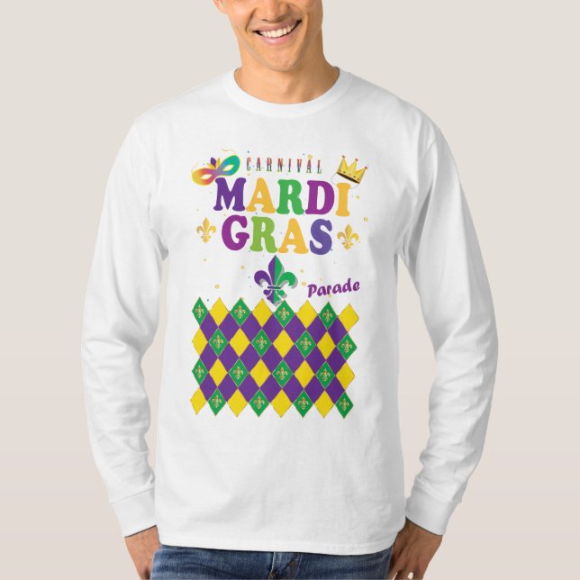 Camiseta Fiesta del Carnaval de Mardi Gras Fleur de Lis Rho (Anverso)