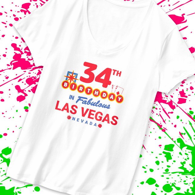 Camiseta Fiesta del Cumpleaños de Las Vegas - Cumpleaños 34 (Subido por el creador)