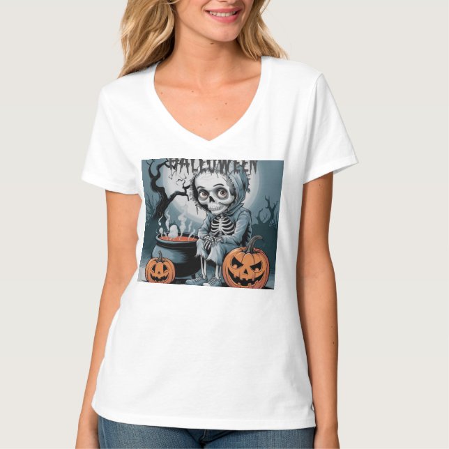 Camiseta Fiesta del esqueleto de calabaza (Anverso)