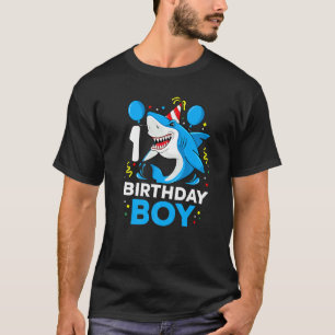 Camiseta Fiesta del primer cumpleaños del tiburón Chica del