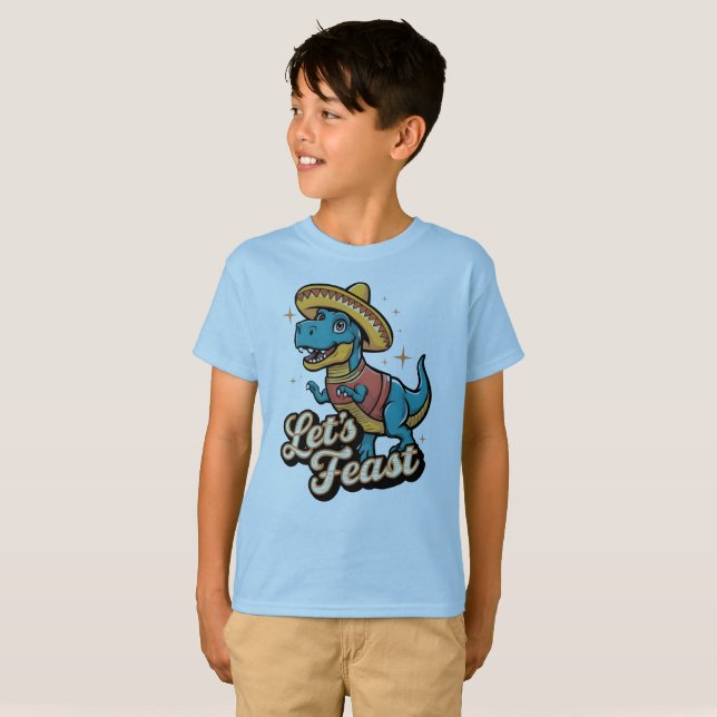 Camiseta Fiesta Dinosaurio Cinco De Mayo Niños Pequeños (Anverso completo)