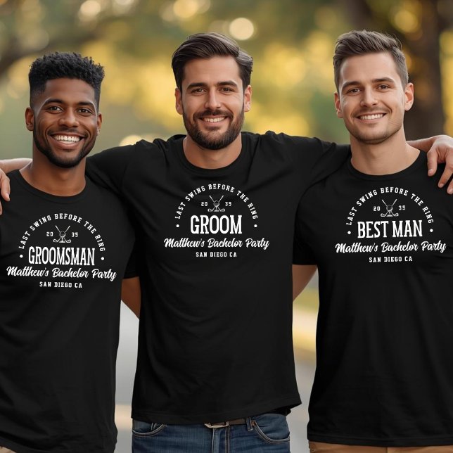 Camiseta Fiesta divertida de soltero retro, último swing de (Subido por el creador)