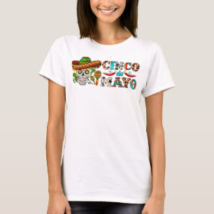 Camiseta Fiesta el cráneo de azúcar cinco de mayo en México