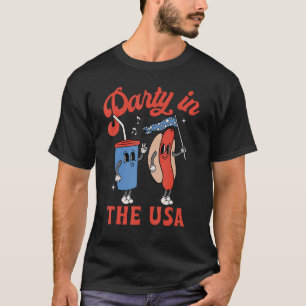 Camiseta Fiesta En EEUU Café De Perro Caliente Patriótico H