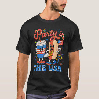 Camiseta Fiesta En EEUU Cute Soda Y Hotdog Patriótico 4t