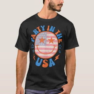 Camiseta Fiesta En EEUU Feliz Cara Sonríe Bandera Americana