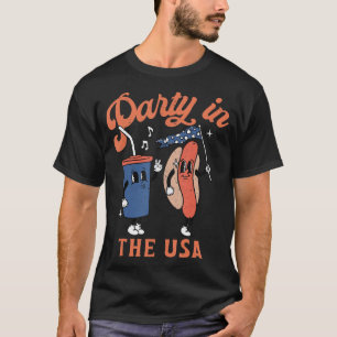 Camiseta Fiesta En Eeuu Hot Dog Ama A EEUU Diversión Cuarto
