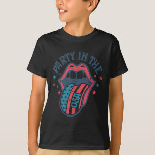 Camiseta Fiesta En La Bandera De EE. UU. Lengua Retro 4 De 