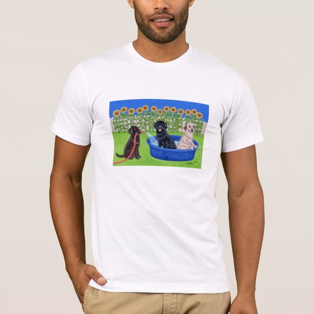 Camiseta Fiesta en la piscina divertida Labradors (Anverso)