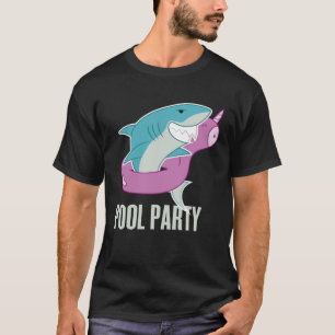Camiseta Fiesta en la Piscina Tiburón Unicornio Pesca