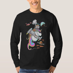 Camiseta Fiesta espacial Leopard Cat Riding Unicorn Food Pi