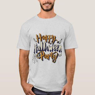 Camiseta Fiesta Feliz de Halloween Tipografía Vintage de Te