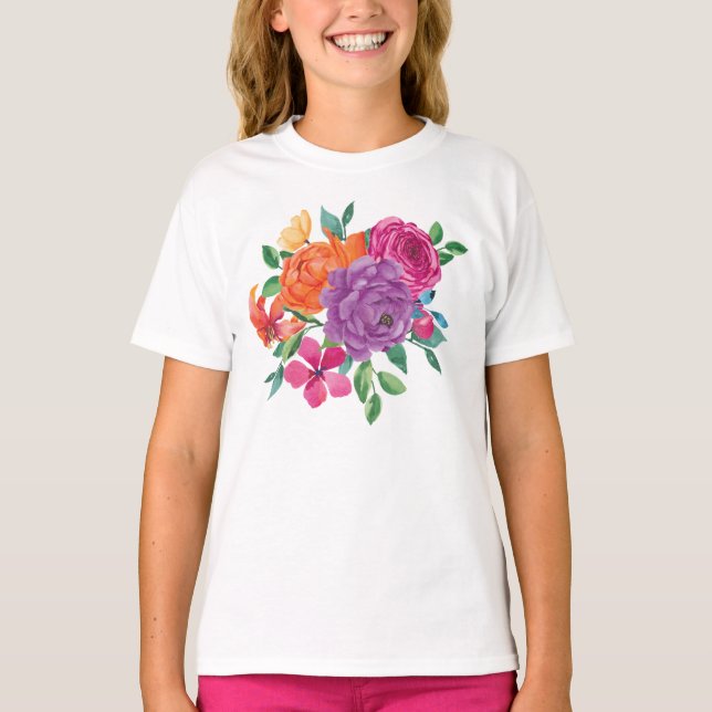 Camiseta Fiesta floral acuarela (Anverso)