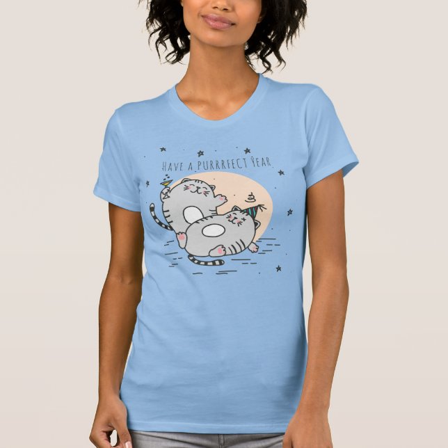 Camiseta Fiesta Gatos Grasa en Nochevieja (Anverso)