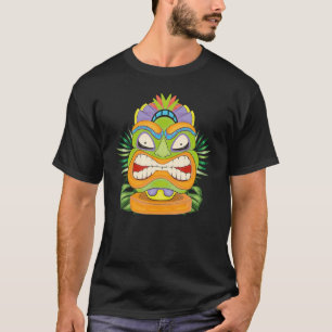 Camiseta Fiesta Lau Polinesio Máscara Tiki Estatua Hawaiian