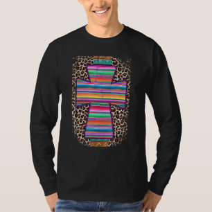 Camiseta Fiesta Leopar cruzada azteca geométrica mexicana