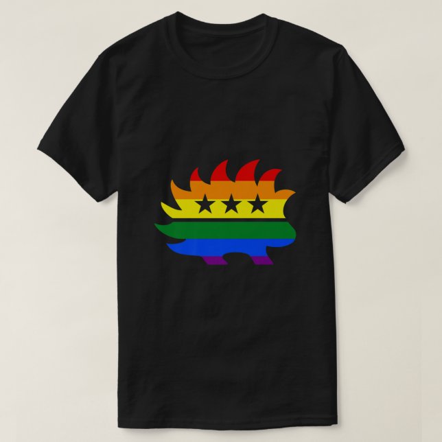 Camiseta Fiesta liberal Porcupine Logo Rainbow LGBT gay (Diseño del anverso)