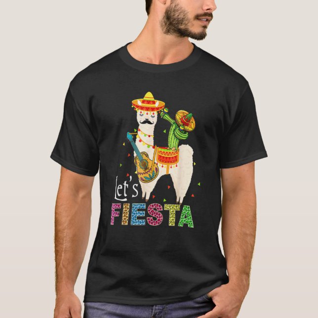 Camiseta Fiesta Llama Cinco De Mayo Cactus Sombrero M (Anverso)