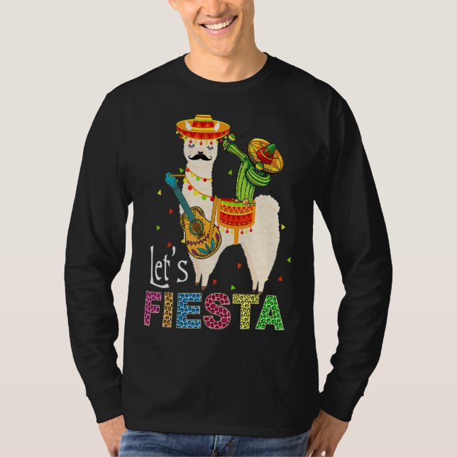 Camiseta Fiesta Llama Cinco de Mayo Cactus Sombrero M (Anverso)