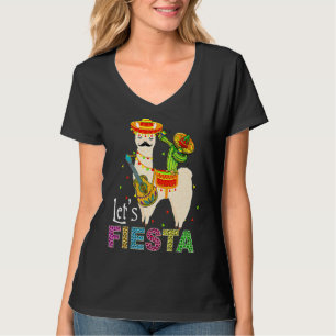 Camiseta Fiesta Llama Cinco de Mayo Cactus Sombrero M