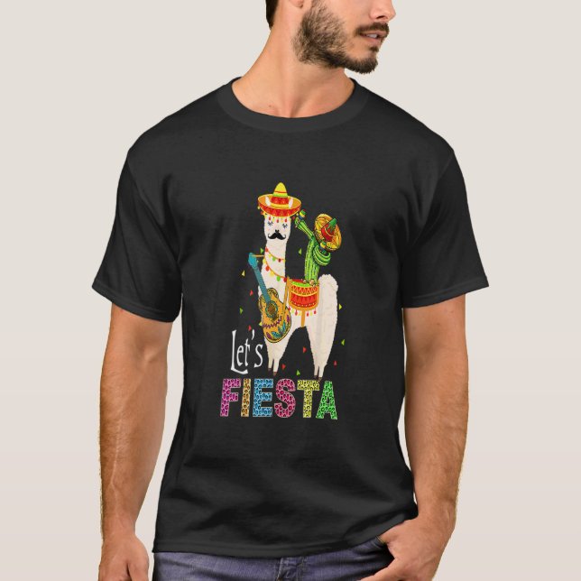 Camiseta Fiesta Llama Cinco de Mayo Cactus Sombrero M (Anverso)