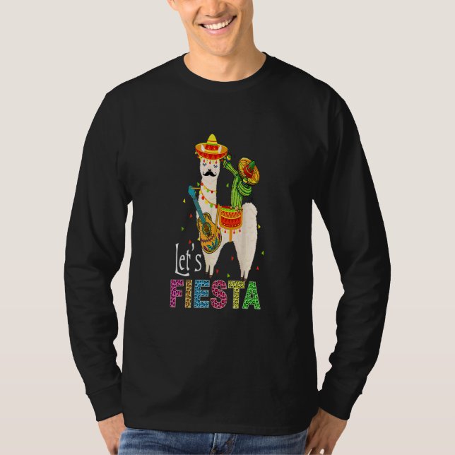 Camiseta Fiesta Llama Cinco de Mayo Cactus Sombrero M (Anverso)