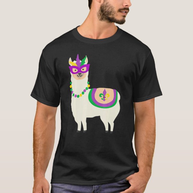 Camiseta Fiesta Martes de Carnaval de Mardi Gras Llama (Anverso)