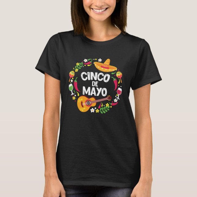 Camiseta Fiesta Mexicana Cinco De Mayo  Cinco De Mayo  (Anverso)