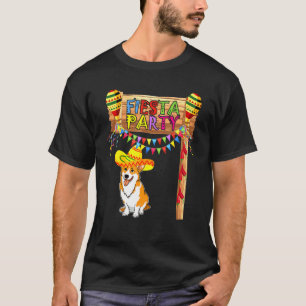 Camiseta Fiesta Mexicana Corgi Sombrero Cinco De Mayo