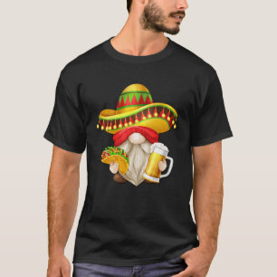 Camiseta Fiesta Mexicana Gnome Con Taco Y Cerveza Por Cinco