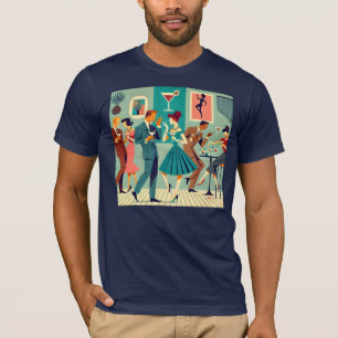 Camiseta Fiesta moderno de mediados del siglo XX El baile M