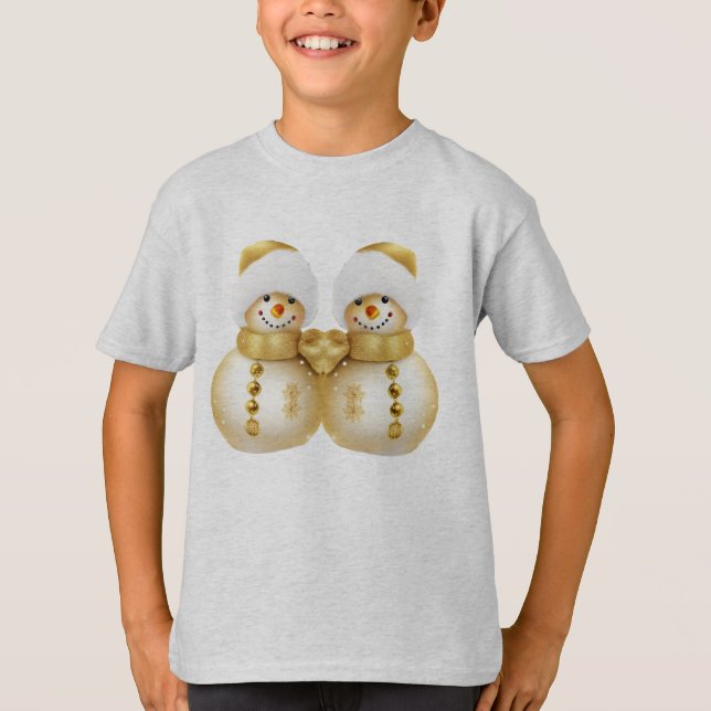 Camiseta Fiesta navidad Golden Snowman vacaciones de invier (Anverso)