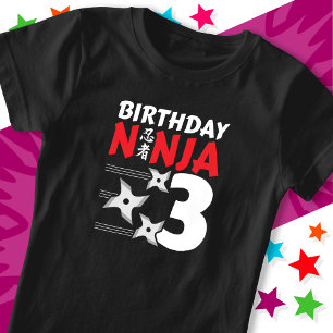 Camiseta fiesta Ninja de 3 años de edad tiene tres años