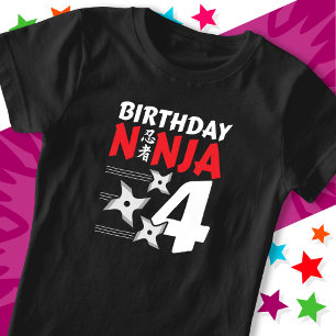 Camiseta fiesta Ninja de 4 años de edad celebra el cuarto c