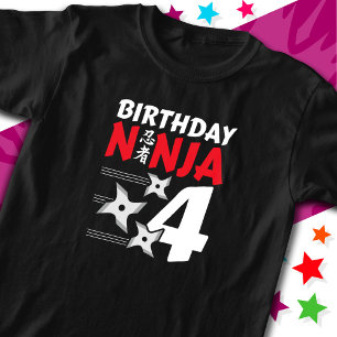 Camiseta fiesta Ninja de 4 años de edad celebra el cuarto c